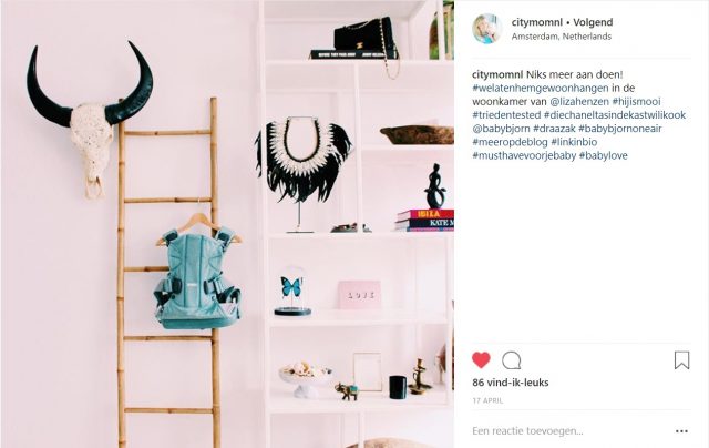 CITYMOM - Instagram post - Influencer samenwerking BabyBjörn draagzak