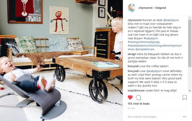 CITYMOM - Instagram post - Influencer samenwerking BabyBjörn wipstoel